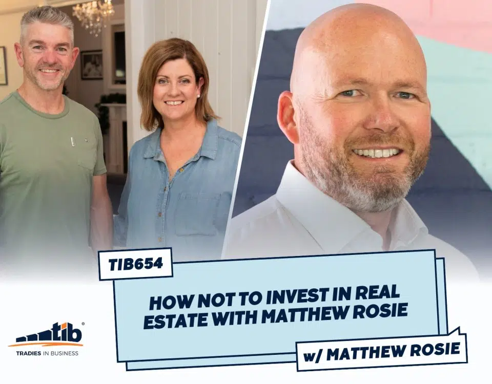 Two business owners and Matt Rosie on a poster